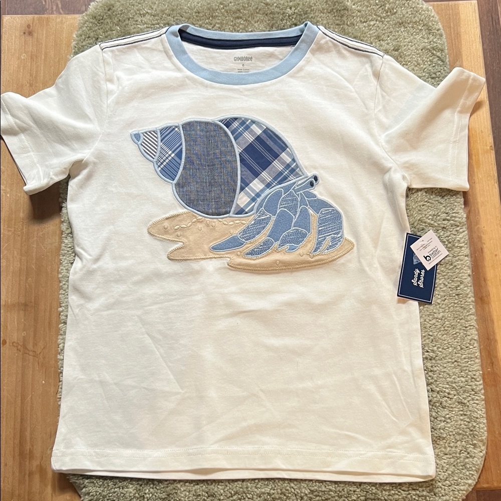 Boys, white hermit crab shirt, Gymboree brand